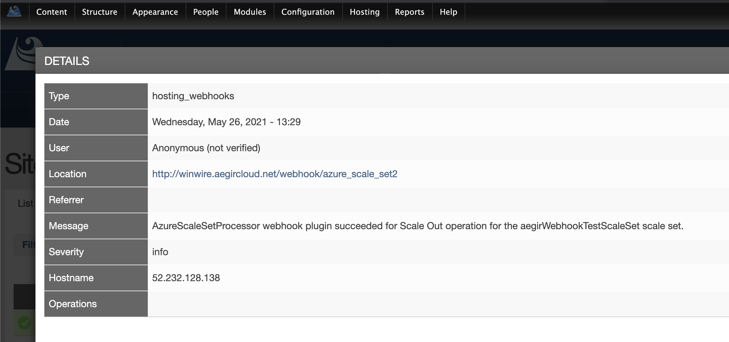 Aegir webhook succeeded